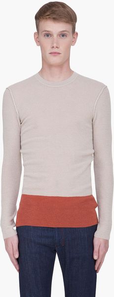 Lanvin Taupe Dipped Wool Sweater in Brown for Men (taupe) - Lyst
