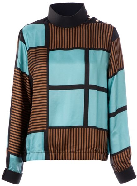 Marni Patterned Blouse in Blue - Lyst