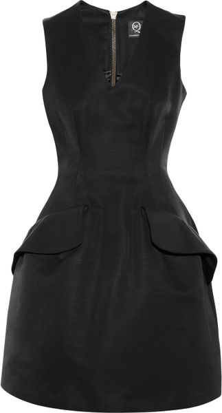 Mcq By Alexander Mcqueen Cottonblend Twill Peplum Dress in Black - Lyst