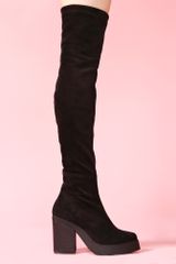 Nasty Gal Emi Thigh High Boot Black Suede