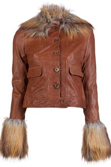 Rachel Zoe Fur Collar Leather Jacket - Lyst