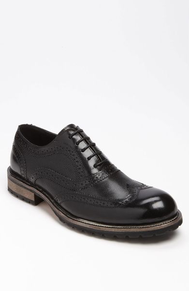 Steve Madden Persey Wingtip in Black for Men (black leather) | Lyst