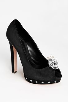 Alexander McQueen Skull Peep Toe Pump - Lyst