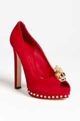 Alexander McQueen Open Toe Skull Pump