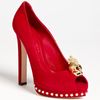 Alexander Mcqueen Open Toe Skull Pump in Red (cherry) - Lyst