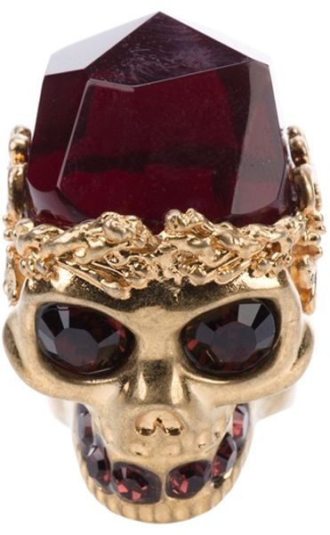 Alexander Mcqueen Skull Ring in Gold - Lyst