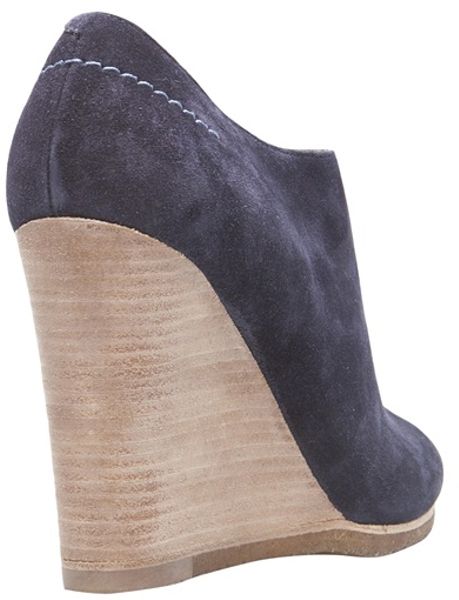 navy blue wedge booties