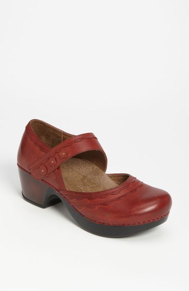 dansko red oiled clogs