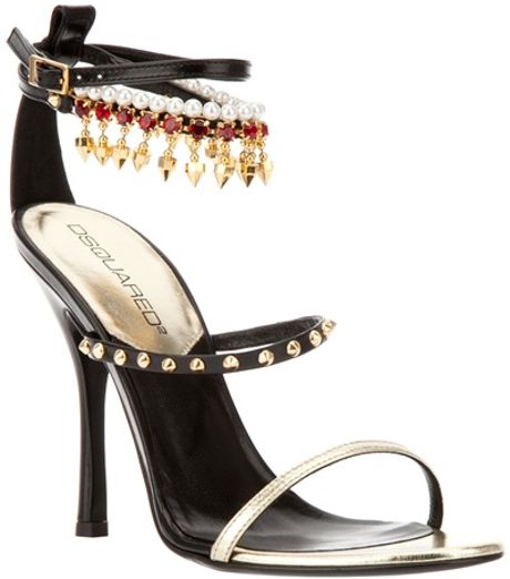 Dsquared2 Leather Strap Sandal in Black - Lyst