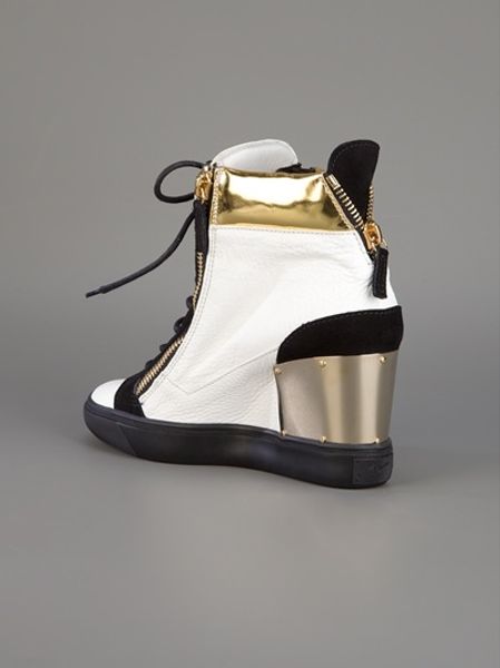 giuseppe zanotti white wedge sneakers