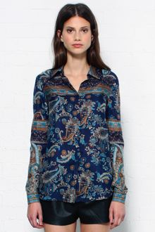 L'Agence Paisley Print Silk Shirt - Lyst