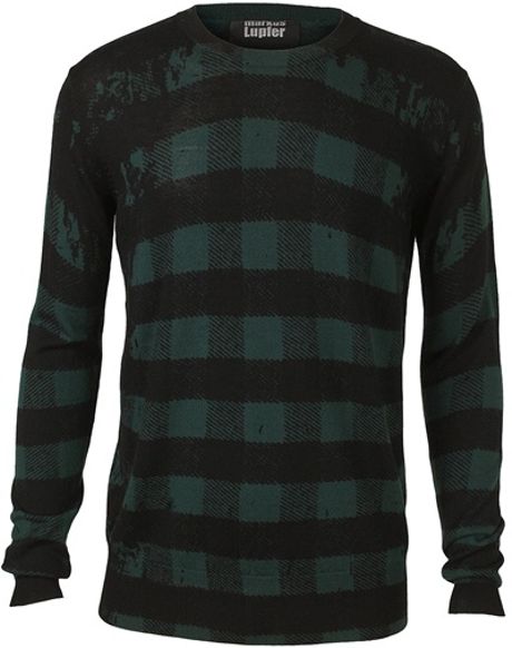 Markus Lupfer Distorted Check Knit Sweater in Black for Men - Lyst