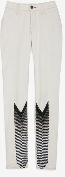 Rag & Bone  Embroidered Chevron Skinny Jeans in White - Lyst