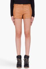 Thakoon Addition Tan Quilted Leather Shorts