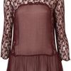 Topshop Lace Insert Peplum Top in Purple (burgundy) - Lyst