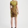 Halston Heritage Printedruched Dress in Brown (chartreuse) - Lyst