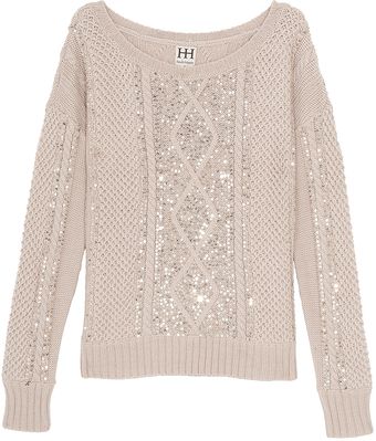 Haute Hippie Embellished Aran Sweater - Lyst