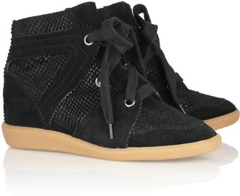 Isabel Marant Boston Snakeeffect Suede Sneakers - Lyst