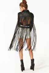 Nasty Gal Ascii Leather Moto Jacket Fringe