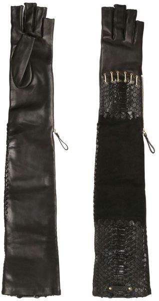 Sergio Rossi Stretch Leather Long Gloves - Lyst