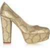 Stella Mccartney Metallic Brocade Platform Pumps in Gold - Lyst