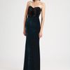Badgley Mischka Beaded Velvet Gown in Blue (teal) - Lyst