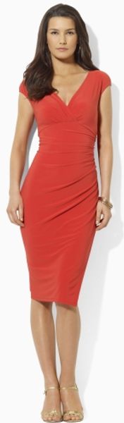 Lauren by Ralph Lauren Ruched Jersey Empire Dress - Lyst