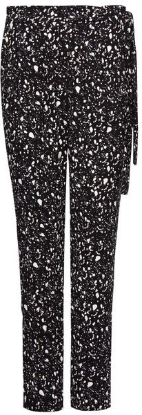 Mango Printed Tapered Trousers in Black - Lyst