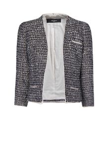 Mango Velvet Cropped Suit Jacket - Lyst