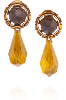 Oscar de la Renta 24karat Goldplated Resin and Crystal Clip Earrings - Lyst