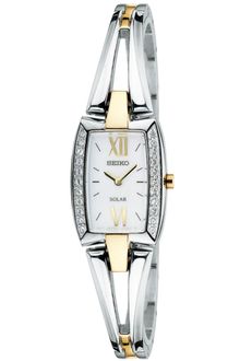 Seiko Womens Solar Two Tone Stainless Steel Bangle Bracelet Watch - Lyst