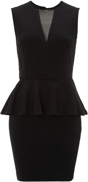 True Decadence Sheer Vpeplum Dress - Lyst