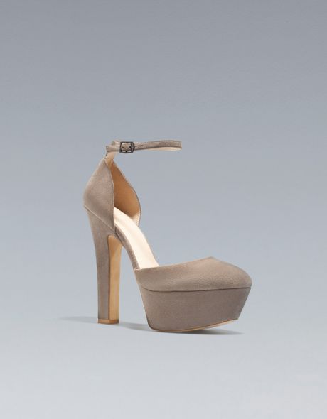 Zara Vamp with Platform Heel and Ankle Strap in Gray (grey) | Lyst