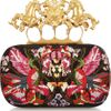 Alexander Mcqueen Unicorn Skull Embroidered Satin Box Clutch in Black - Lyst