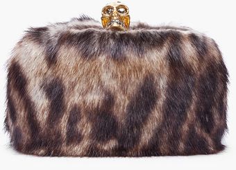 Alexander McQueen Marmot Fur Skull Box Clutch - Lyst