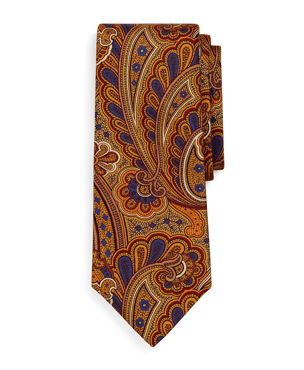 Brooks Brothers Ancient Madder Large Paisley Print Tie In Gold For Men 