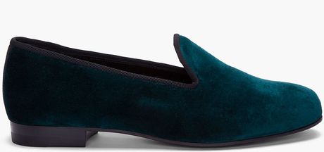 Jil Sander Teal Velvet Slippers in Blue (teal) - Lyst