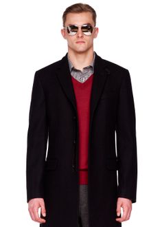 Michael Kors Melton Crombie Coat Tipped Vneck Merino Sweater Contrastcheck Woven Shirt Flannel Cargo Pants - Lyst