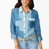 Nasty Gal Chambray Block Shirt in Blue (chambray) - Lyst