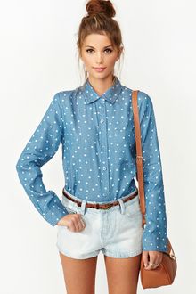 Nasty Gal Chambray Heart Shirt - Lyst