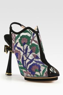Nicholas Kirkwood Embroidered Open Back Bow Suede Ankle Boots - Lyst