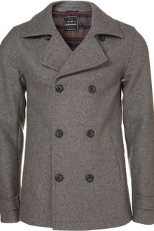 Topman Grey Wool Skinny Fit Peacoat - Lyst