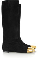 Yves Saint Laurent Rita Flat Suede and Metal Boots