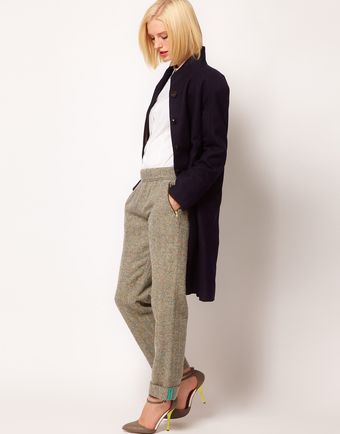 ASOS Collection  Flecked Herringbone Trousers with Roll Hem - Lyst