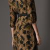 Burberry Printed Silk Dress in Green (dark camel) - Lyst