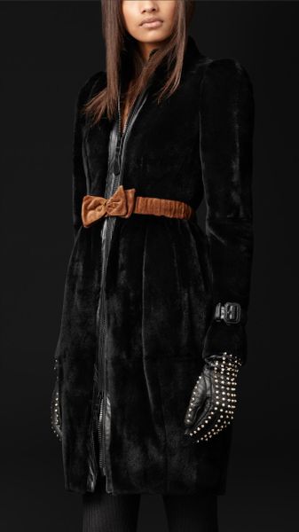 Burberry Prorsum Sheared Mink Coat in Black - Lyst