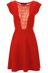 French Connection Lori Lace Jersey Cpd Slv Flrdr