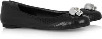Alexander McQueen Skullembellished Watersnake Ballet Flats - Lyst