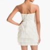 Bcbgmaxazria Strapless Mesh Tier Satin Dress in White (gardenia) - Lyst