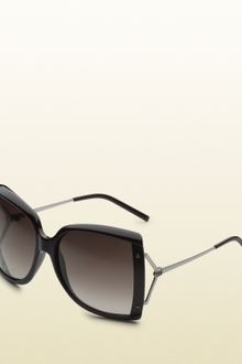 Gucci Large Square Frame Sunglasses with Gg Logo and Web On Temples - Lyst